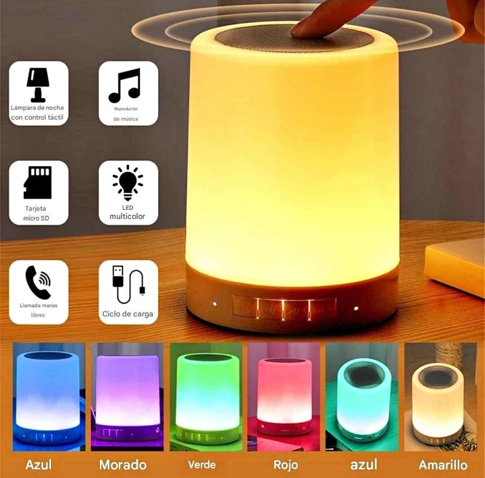 LÁMPARA + FOCO PARLANTE BLUETOOTH LUCES DE COLORES