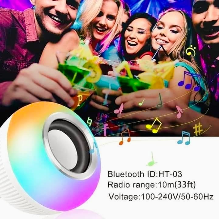 LÁMPARA + FOCO PARLANTE BLUETOOTH LUCES DE COLORES