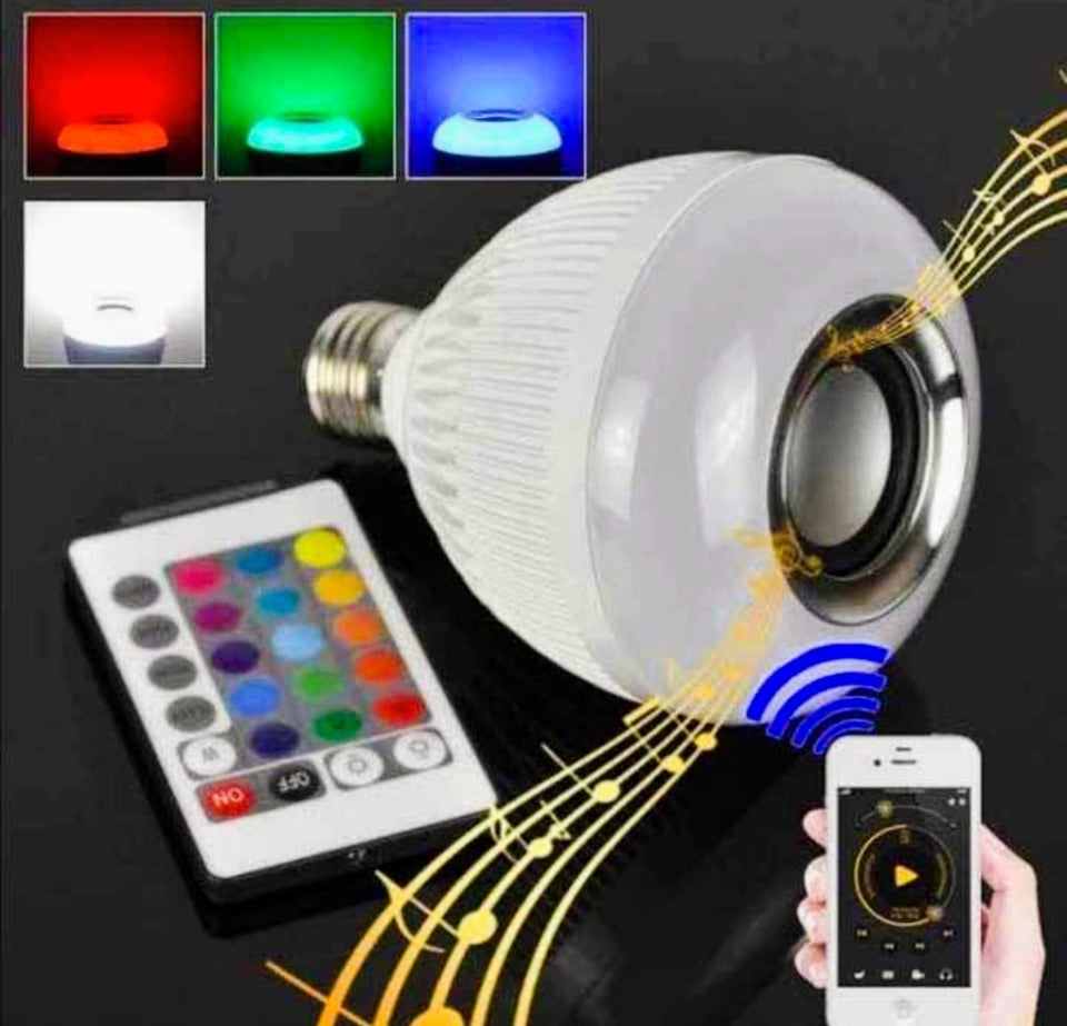 LÁMPARA + FOCO PARLANTE BLUETOOTH LUCES DE COLORES