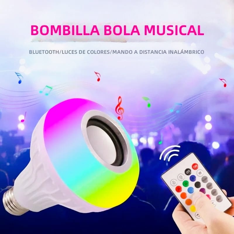 LÁMPARA + FOCO PARLANTE BLUETOOTH LUCES DE COLORES
