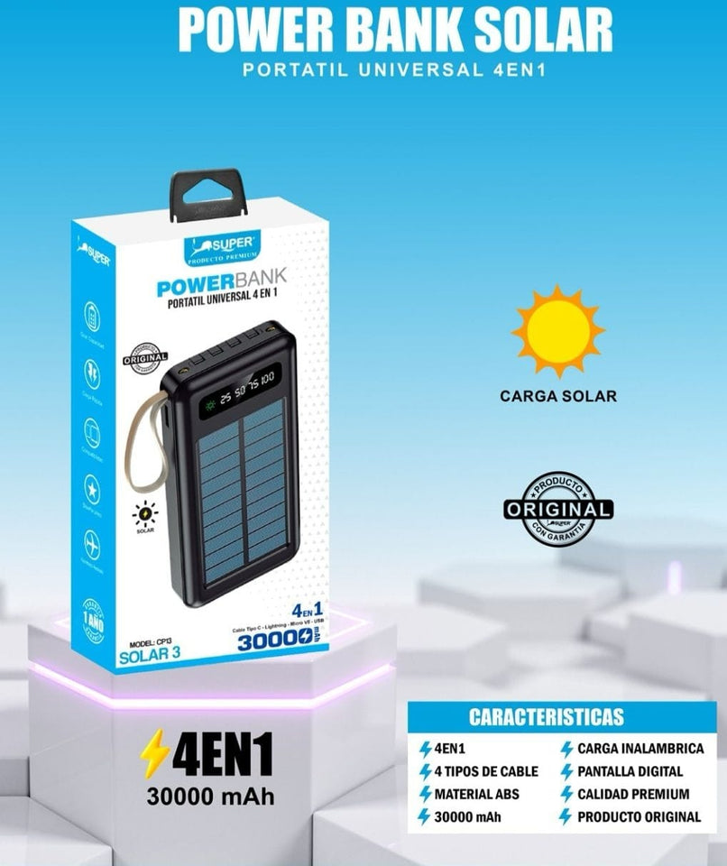 POWERBANK SOLAR 30,000 MAH (Cargador Portatil)
