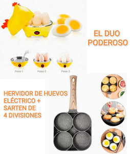 HERVIDOR DE HUEVOS + SARTEN DE 4 DIVISIONES (Combo Saludable)