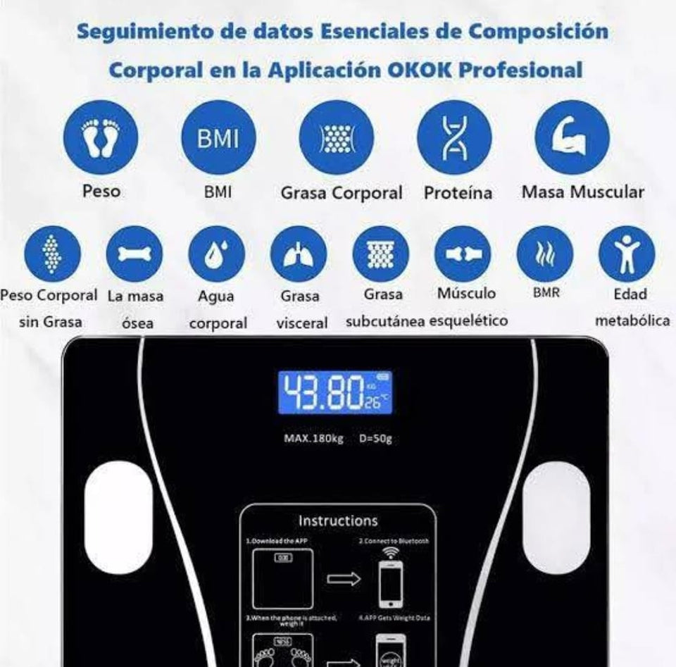 BALANZA INTELIGENTE BLUETOOTH + BALANZA GRAMERA DIGITAL