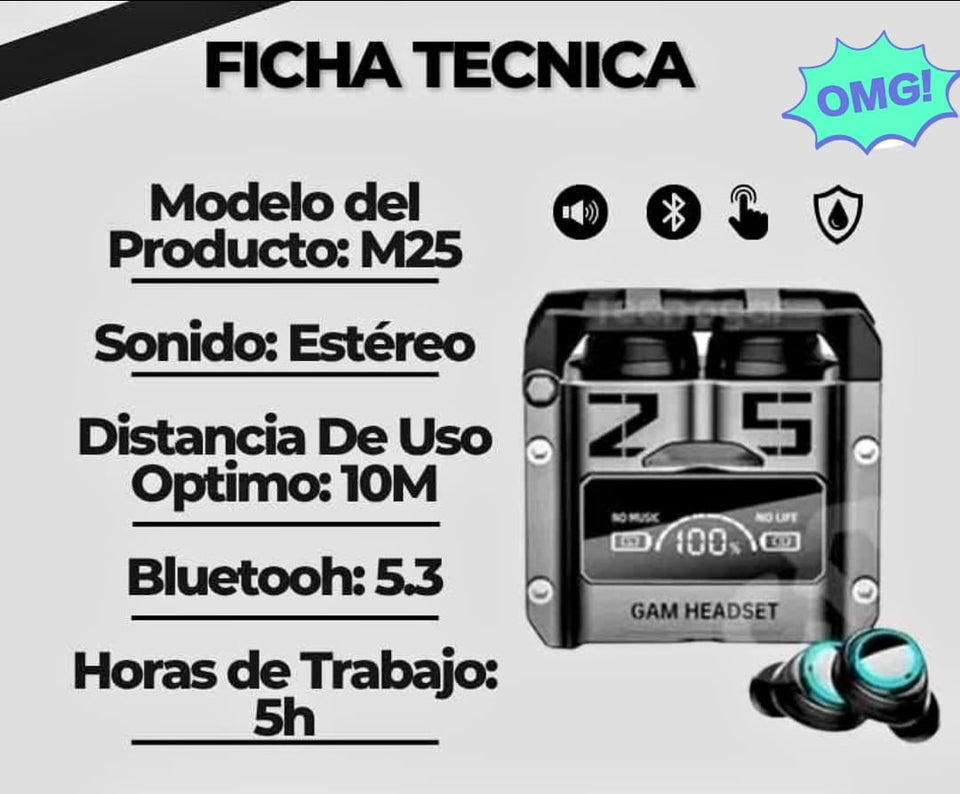 AUDIFONOS M25 PRO - INALAMBRICOS BLUETOOTH